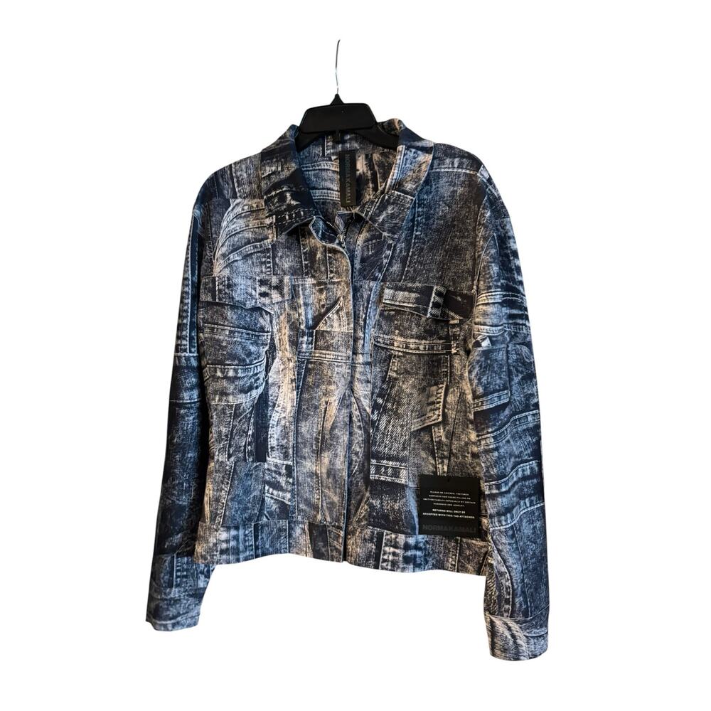Norma Kamali Women’s Jeans Imitation Jacket Patchwork Zip Up Size Large NWT